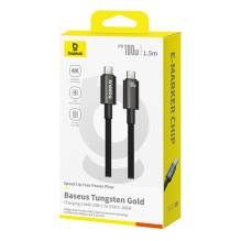 Baseus Tungsten Gold USB-C 3.2 / USB-C 3.2 cable 100W 4K 60Hz 1.5m - black