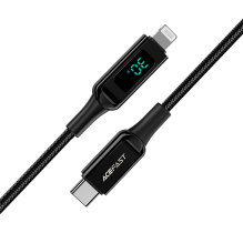 Acefast kabelis MFI USB Type C – Lightning 1,2m, 30W, 3A juodas (C6-01 Black)