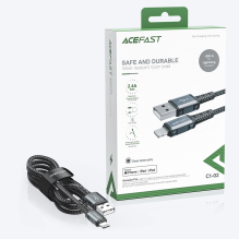 Acefast kabelis MFI USB – žaibas 1,2 m, 2,4 A juodas (C1-02 juodas)