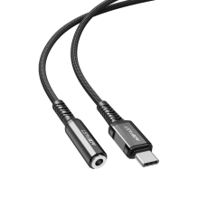 Acefast audio cable USB Type C - 3.5mm mini jack (female) 18cm, DAC, AUX black (C1-07 black)