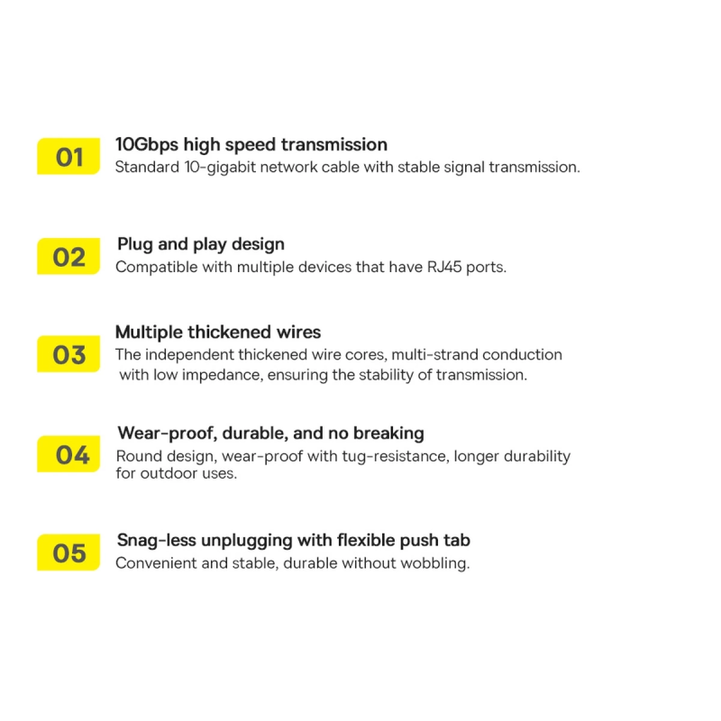 „Baseus Speed ​​Seven“ didelės spartos tinklo kabelis RJ45 10 Gbps 5 m juodas (WKJS010501)