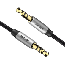 Baseus Yiven M30 stereo garso kabelis AUX 3,5 mm vyriškas mini lizdas 1,5 m sidabro-juodas (CAM30-CS1)