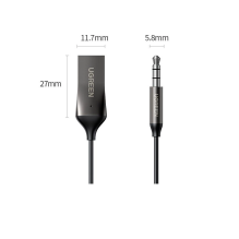 Ugreen Bluetooth 5.3 garso imtuvas USB kabelio garso adapteris AUX lizdas juodas (70601 CM309)