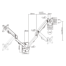 Gembird MA-WA2-01 monitor mount / stand 68.6 cm (27&quot;) Black Wall