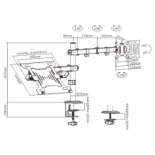 Gembird MA-DA-03 Adjustable desk mount with monitor arm and notebook tray (rotate, tilt, swivel), 17&quot;-32&quot;, up 