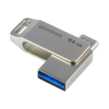 „Flash Drive“ 64 GB USB 3.2 Gen 1 USB / USB C OTG ODA3 Goodram – sidabrinė