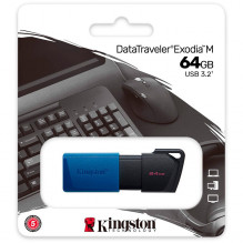 Kingston 64GB USB3.2 Gen 1 DataTraveler Exodia M (juoda + mėlyna), EAN: 740617326260