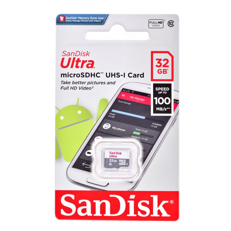 Sandisk Ultra microSDHC atminties kortelė 32 GB, 10 klasė