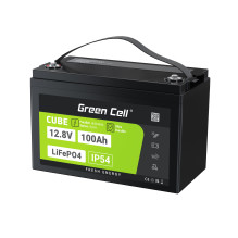 Green Cell CUBE LiFePO4 100Ah 12.8V 1280Wh Lithium Iron Phosphate Battery for Photovoltaics, Caravans, Boats