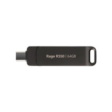 „Flash“ diskas PATRIOT Rage R550 64 GB 100 MB / S USB A+C pasukamas dizainas (PE64GR550DSAD) juodas