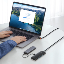 „Baseus Lite“ serijos HUB adapteris USB Type C – 4x USB 3.0 1m black (WKQX030401)