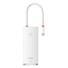 „Baseus Lite“ serijos daugiafunkcis HUB USB Type C – 2 x USB 3.0 / USB Type C PD / HDMI 1,4 / SD / TF white (WKQX050102)