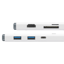 Baseus Lite Series multifunctional HUB USB Type C - 2 x USB 3.0 / USB Type C PD / HDMI 1,4 / SD / TF white (WKQX050102)