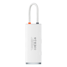 „Baseus Lite“ serijos daugiafunkcis HUB USB Type C – 2 x USB 3.0 / USB Type C PD / HDMI 1,4 / SD / TF white (WKQX050102)