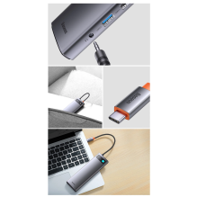 Baseus Metal Gleam multifunctional HUB USB Type C 12in1 HDMI / DP / USB Type C / minijack 3.5mm / RJ45 / SD (WKWG020213)