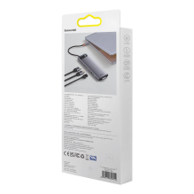 „Baseus Metal Gleam“ daugiafunkcis HUB USB Type C 12in1 HDMI / DP / USB Type C / mini lizdas 3,5 mm / RJ45 / SD (WKWG020