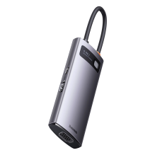 „Baseus Metal Gleam“ serijos HUB 6 viename prijungimo stotis, C tipo USB – 1 x HDMI / 3 x USB 3.2 Gen. 1 / 1 x Power Del