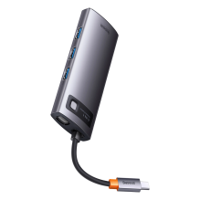 „Baseus Metal Gleam“ serijos HUB 6 viename prijungimo stotis, C tipo USB – 1 x HDMI / 3 x USB 3.2 Gen. 1 / 1 x Power Del