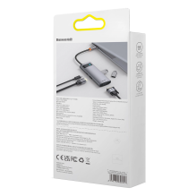 „Baseus Metal Gleam“ serijos HUB 6 viename prijungimo stotis, C tipo USB – 1 x HDMI / 3 x USB 3.2 Gen. 1 / 1 x Power Del