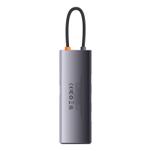 HUB Baseus Metal Gleam 8in1 USB-C - HDMI / 3x USB 3.2 / PD / SD kortelių skaitytuvas, TF / VGA - pilka