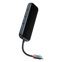 „Baseus AcmeJoy HUB“ 4 prievadų (USB-C iki 1 x USB-C PD&amp;Data / 3 x USB3.0) tamsiai pilka (WKJZ010013)