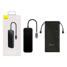 „Baseus AcmeJoy HUB“ 4 prievadų (USB-C iki 1 x USB-C PD&amp;Data / 3 x USB3.0) tamsiai pilka (WKJZ010013)