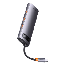 HUB 8in1 Baseus StarJoy USB-C į USB-C PD / 3x USB-A / HDMI / RJ-45 / SD TF - pilka