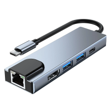 HUB Tech-Protect V3 5in1 USB-C - USB-A 3.0 / USB-A 2.0 / USB-C / HDMI / RJ45 - gray