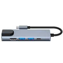 HUB Tech-Protect V3 5in1 USB-C - USB-A 3.0 / USB-A 2.0 / USB-C / HDMI / RJ45 - gray