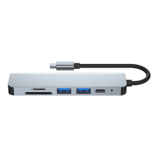 HUB Tech-Protect V4 6in1 USB-C - USB-A 3.0 / USB-A 2.0 / USB-C / HDMI / micro SD / TF / SD card reader - gray