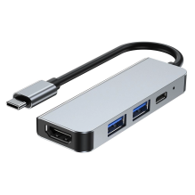 HUB Tech-Protect V2 4in1 USB-C - USB-A 3.0 / USB-A 2.0 / USB-C / HDMI - pilka