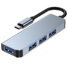 HUB Tech-Protect V1 4in1 USB-C - 3x USB-A 2.0 / USB-A 3.0 - gray