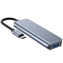 HUB Tech-Protect V1 4in1 USB-C - 3x USB-A 2.0 / USB-A 3.0 - gray