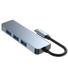 HUB Tech-Protect V1 4in1 USB-C – 3x USB-A 2.0 / USB-A 3.0 – pilka