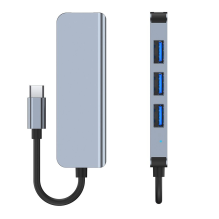 HUB Tech-Protect V1 4in1 USB-C - 3x USB-A 2.0 / USB-A 3.0 - gray