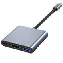 HUB Tech-Protect V1 3in1 USB-C - USB-A 3.0 / USB-C PD 100W / HDMI 4K 30Hz - gray