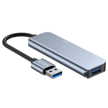 HUB Tech-Protect V0 5in1 USB-A - USB-A 3.0 / 3x USB-A 2.0 / USB-C - gray