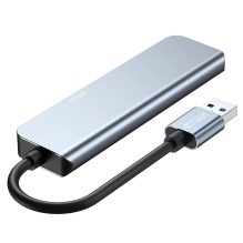 HUB Tech-Protect V0 5in1 USB-A - USB-A 3.0 / 3x USB-A 2.0 / USB-C - gray