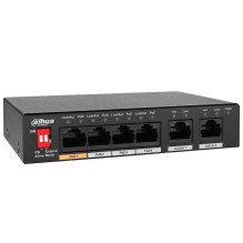 Switch, DAHUA, PFS3005-4ET-60-V2, Desktop / pedestal, PoE ports 4, 60 Watts, DH-PFS3005-4ET-60-V2