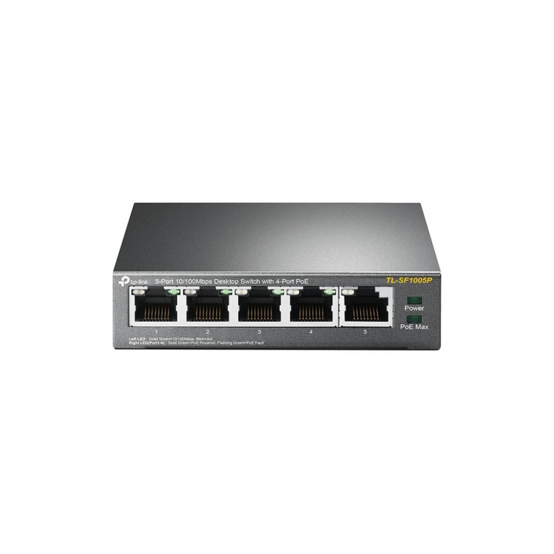 Switch, TP-LINK, Desktop / pedestal, 5x10Base-T / 100Base-TX, PoE ports 4, TL-SF1005P