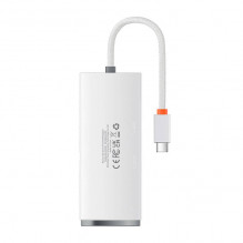 Baseus Lite Series Hub 4in1 USB-C to 4x USB 3.0 + USB-C, 25cm (White)