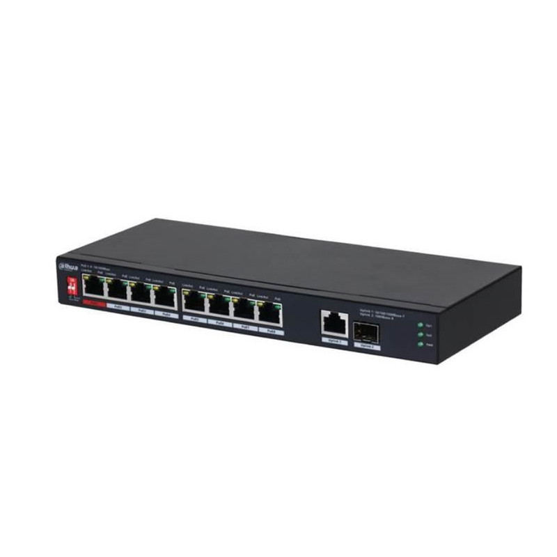 Switch, DAHUA, PFS3110-8ET1GT1GF-96, Desktop / pedestal, 8x10Base-T / 100Base-TX, 1x10Base-T / 100Base-TX / 1000Base-T, 