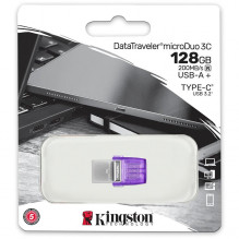 Kingston 128GB DataTraveler microDuo 3C 200MB/ s dual USB-A + USB-C, EAN: 740617328165