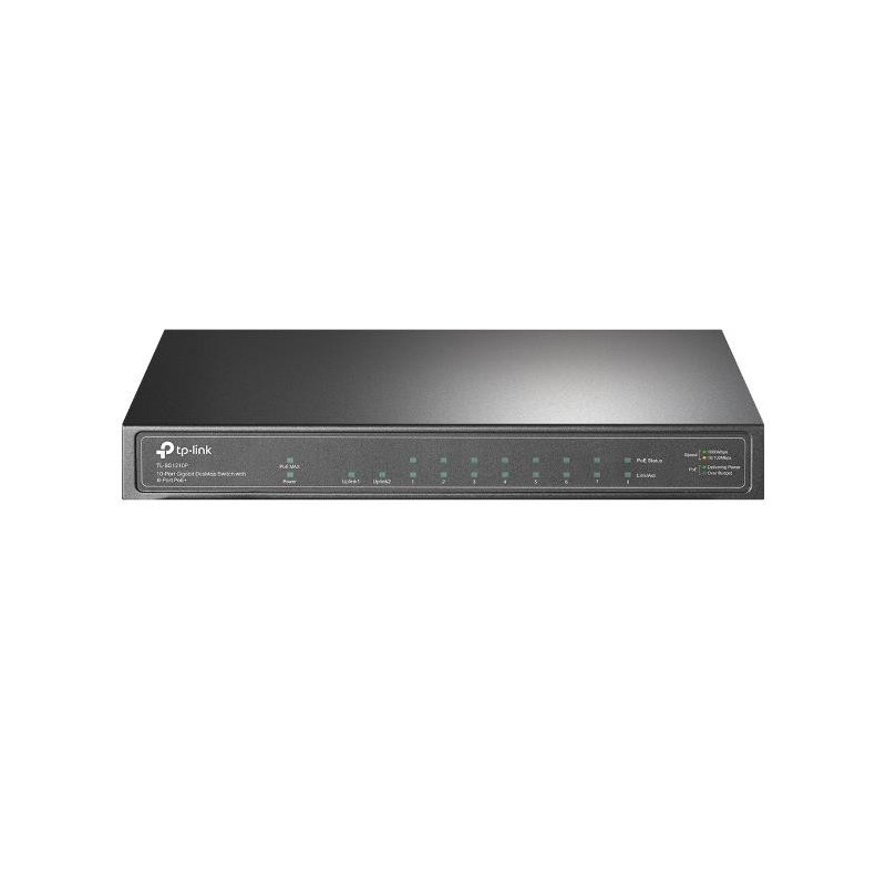 Switch, TP-LINK, TL-SG1210P, Desktop / pedestal, 9x10Base-T / 100Base-TX / 1000Base-T, 1xSFP, PoE+ ports 8, TL-SG1210P