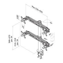 TV SET ACC DESK MOUNT BLACK / 19-27&quot; FPMA-D700D4 NEOMOUNTS