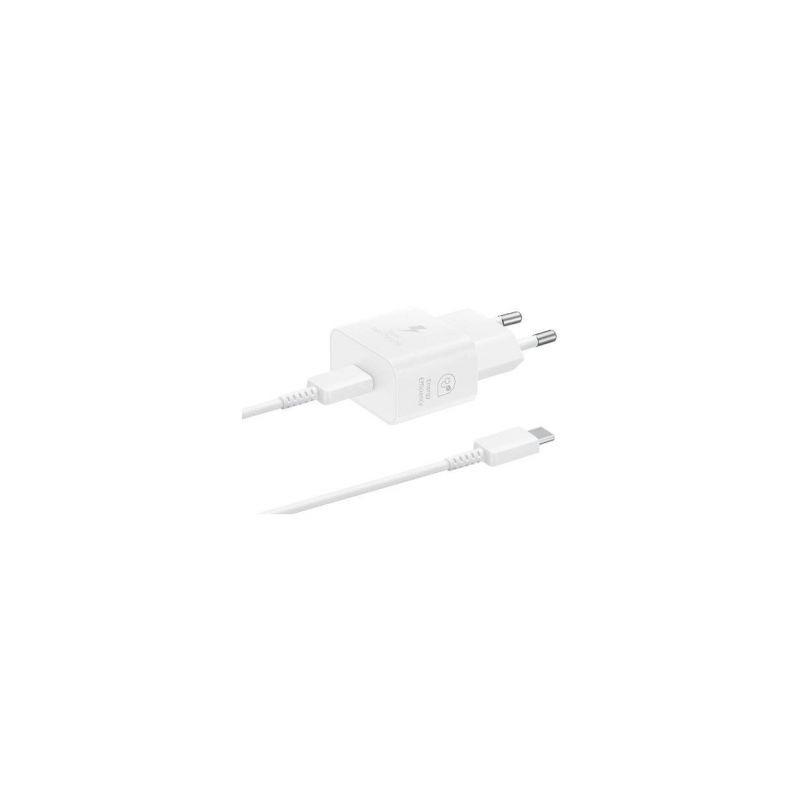 Samsung USB-C 25W kelioninis įkroviklis + USB-C duomenų kabelis EP-T2510XWE baltas