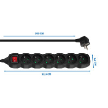 Esperanza ELK219K Power strip 6GN / 5M Black