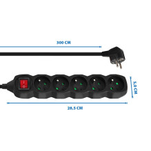 Esperanza ELK215K Power strip 5GN / 3M Black