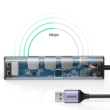 Ugreen daugiafunkcis adapteris HUB USB 3.0 – 3 x USB / Ethernet RJ-45 / USB Type C PD pilka (CM475)