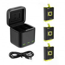 3-slot charger box Telesin for GoPro Hero 9 / Hero 10 + 3 batteries (GP-BNC-902-B)